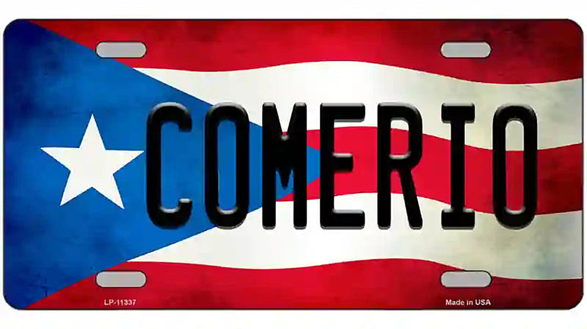 Comerio Puerto Rico Flag License Plate Metal Novelty