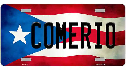 Comerio Puerto Rico Flag License Plate Metal Novelty