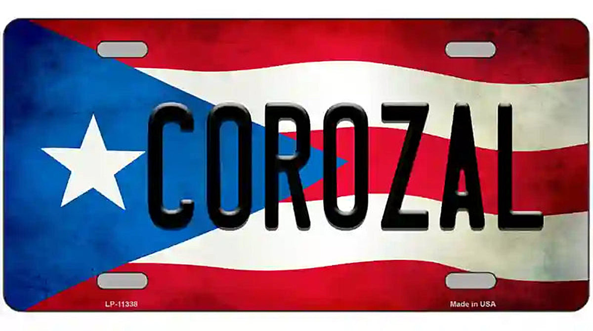 Corozal Puerto Rico Flag License Plate Metal Novelty