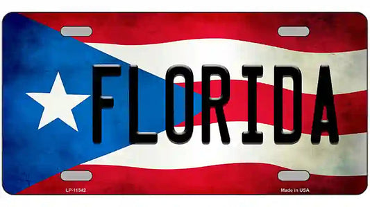 Florida Puerto Rico Flag License Plate Metal Novelty