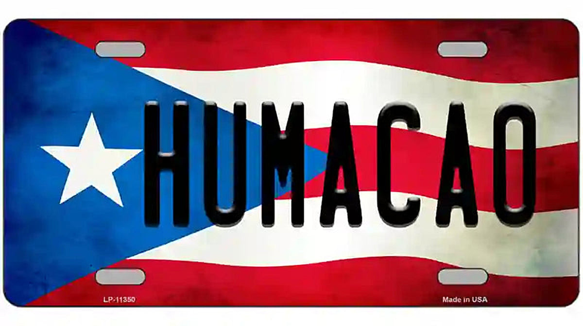 Humacao Puerto Rico Flag License Plate Metal Novelty