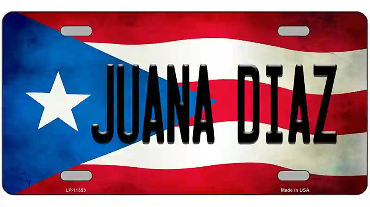 Juana Diaz Puerto Rico Flag License Plate Metal Novelty