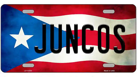 Juncos Puerto Rico Flag License Plate Metal Novelty