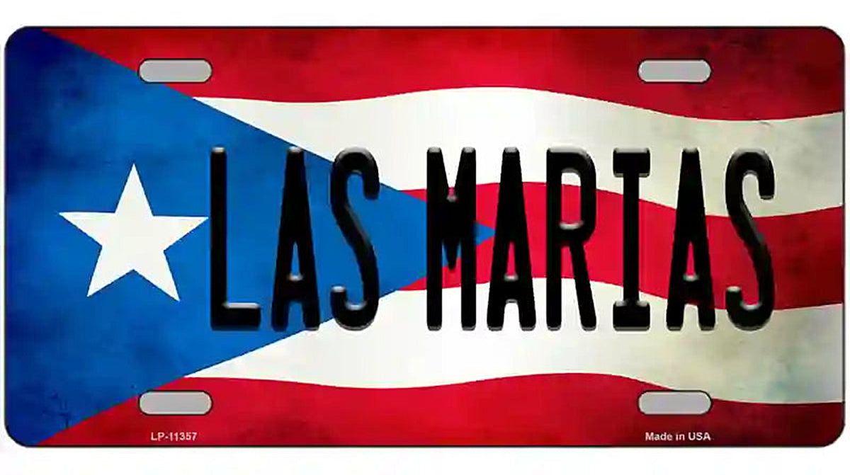 Las Marias Puerto Rico Flag License Plate Metal Novelty