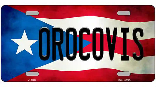 Orocovis Puerto Rico Flag License Plate Metal Novelty