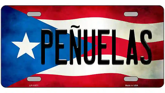 Penuelas Puerto Rico Flag License Plate Metal Novelty