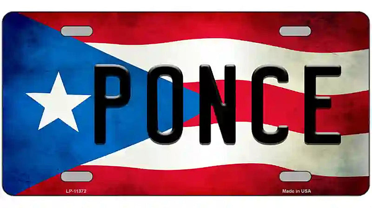 Ponce Puerto Rico Flag License Plate Metal Novelty