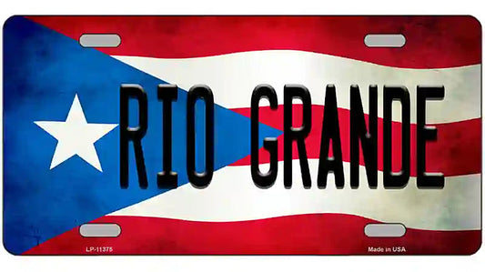 Rio Grande Puerto Rico Flag License Plate Metal Novelty