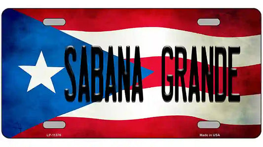 Sabana Grande Puerto Rico Flag License Plate Metal Novelty