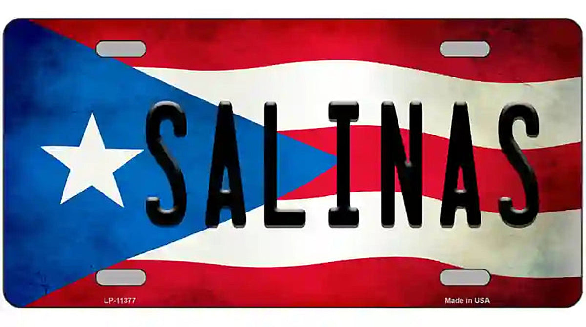 Salinas Puerto Rico Flag License Plate Metal Novelty