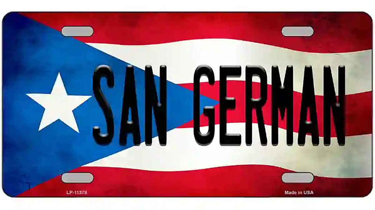 San German Puerto Rico Flag License Plate Metal Novelty