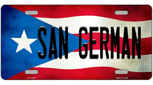 San German Puerto Rico Flag License Plate Metal Novelty