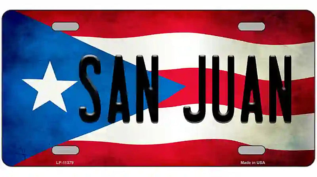 San Juan Puerto Rico Flag License Plate Metal Novelty