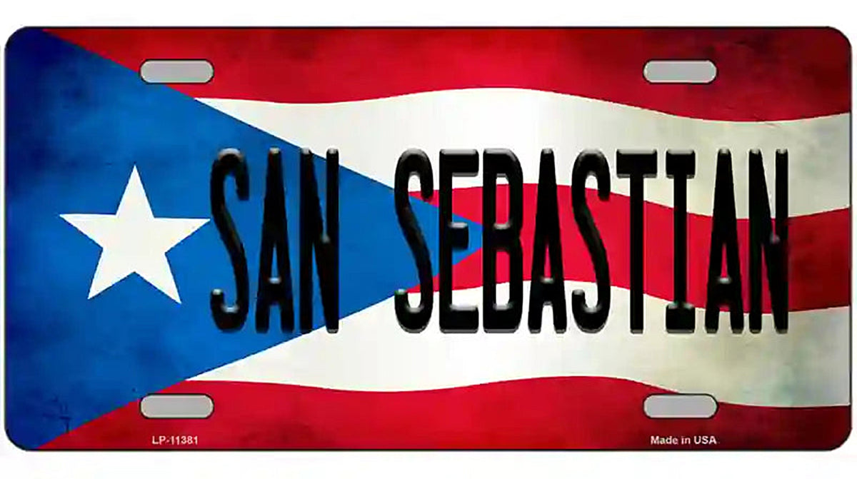 San Sebastian Puerto Rico Flag License Plate Metal Novelty