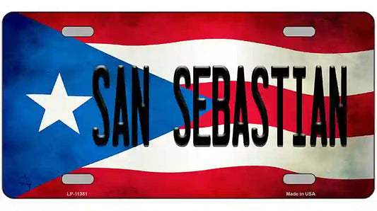 San Sebastian Puerto Rico Flag License Plate Metal Novelty