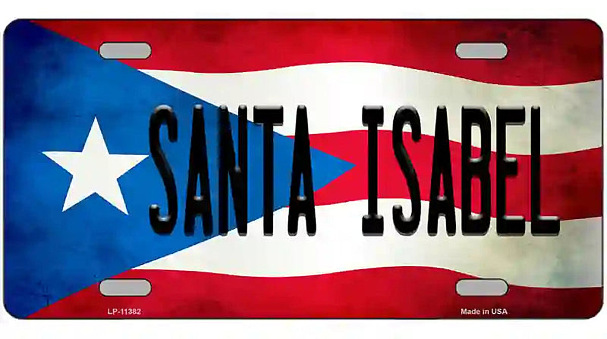 Santa Isabel Puerto Rico Flag License Plate Metal Novelty