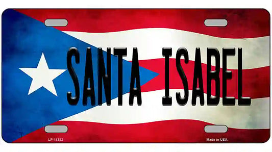 Santa Isabel Puerto Rico Flag License Plate Metal Novelty
