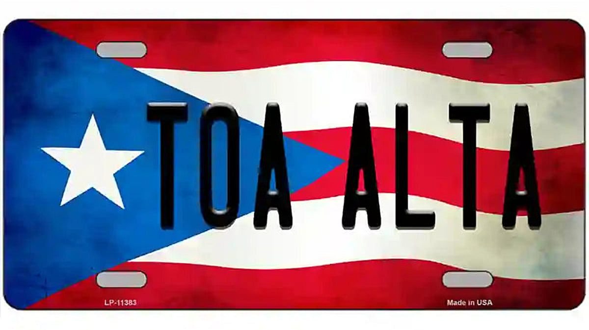 Toa Alta Puerto Rico Flag License Plate Metal Novelty