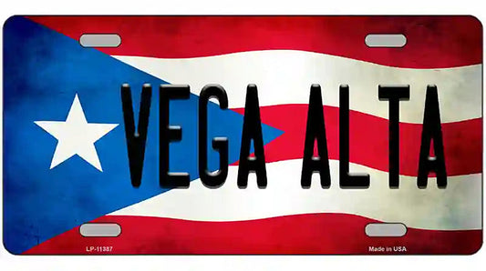 Vega Alta Puerto Rico Flag License Plate Metal Novelty