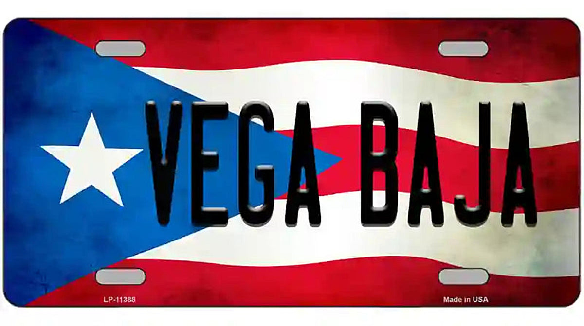 Vega Baja Puerto Rico Flag License Plate Metal Novelty