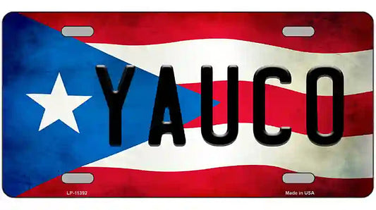 Yauco Puerto Rico Flag License Plate Metal Novelty