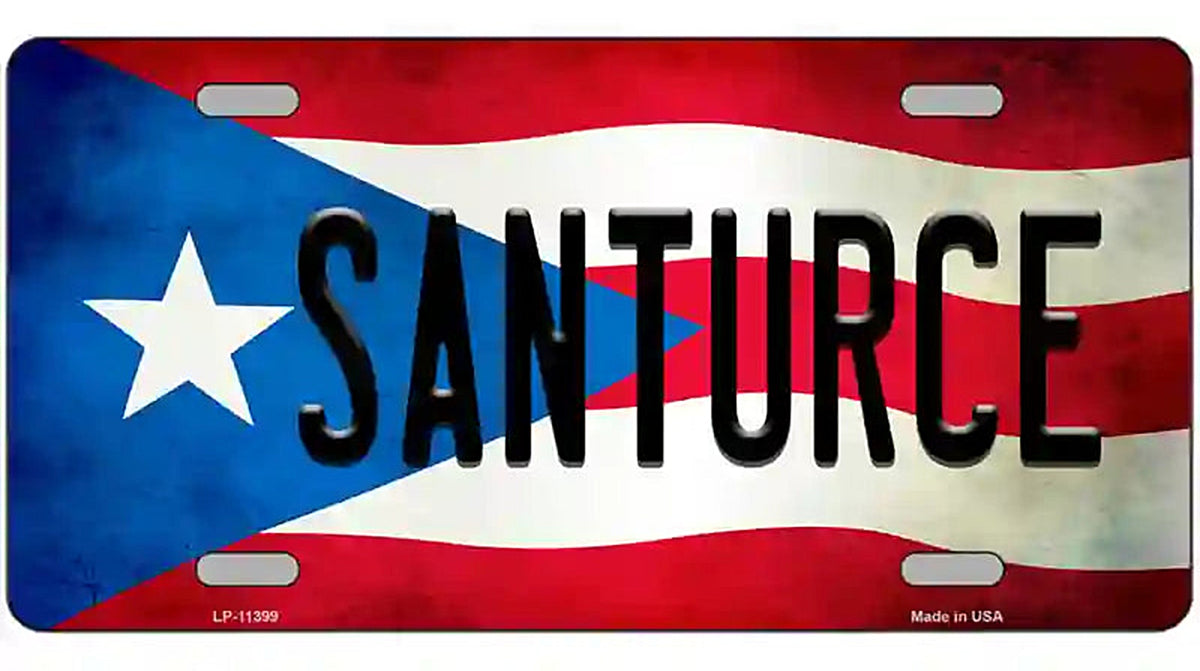 Santurce Puerto Rico Flag License Plate Metal Novelty