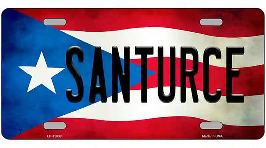 Santurce Puerto Rico Flag License Plate Metal Novelty