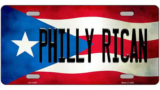 Philly Rican Puerto Rico Flag License Plate Metal Novelty