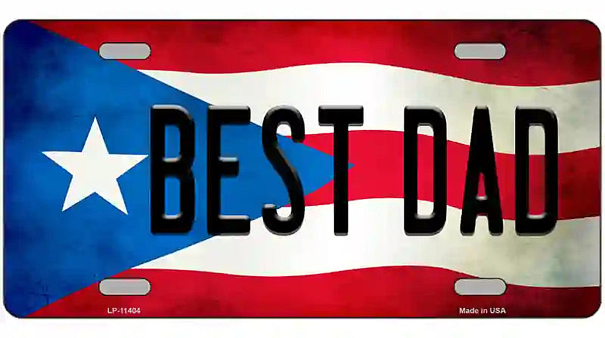 Best Dad Puerto Rico Flag License Plate Metal Novelty