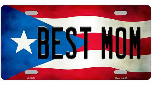 Best Mom Puerto Rico Flag License Plate Metal Novelty