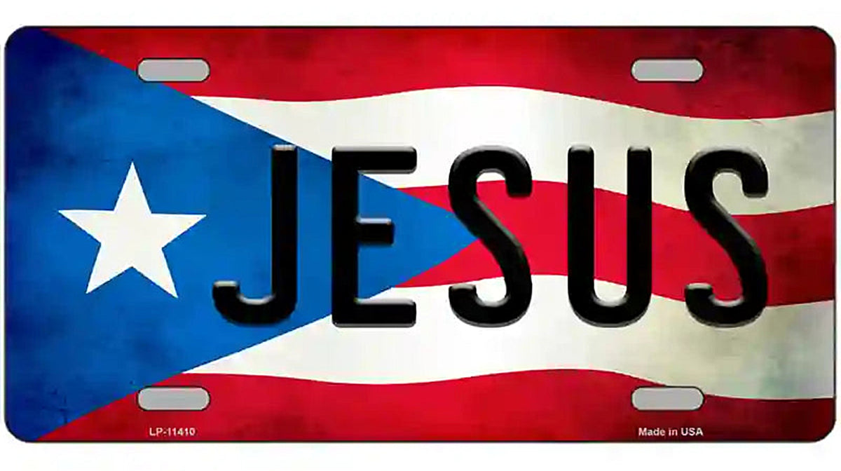 Jesus Puerto Rico Flag License Plate Metal Novelty