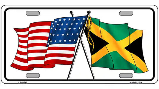 Jamaica Crossed US Flag License Plate