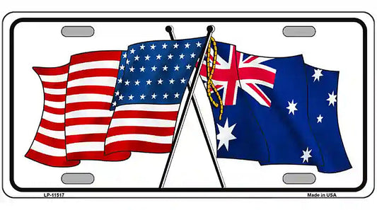 Australia Crossed US Flag License Plate