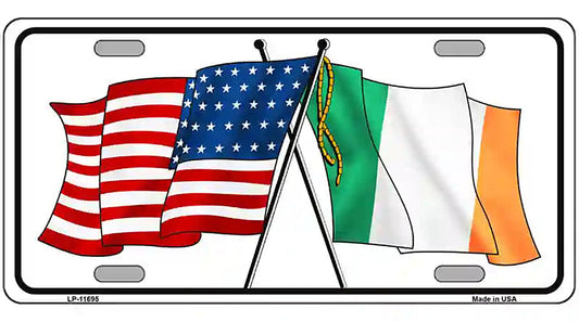 Ireland USA Crossed Flag Novelty License Plate