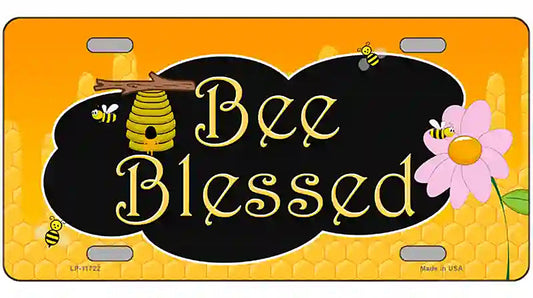 Bee Blessed Honey Hive Novelty License Plate