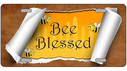Bee Blessed Scroll Novelty License Plate
