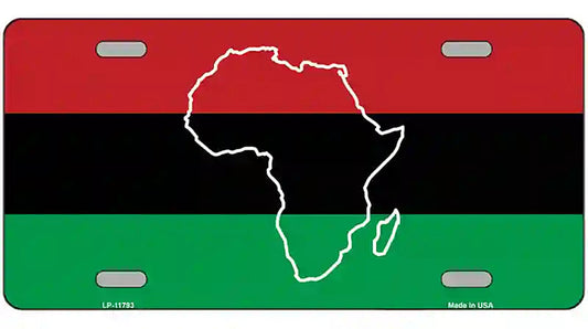 Africa Outline With Flag Novelty License Plate