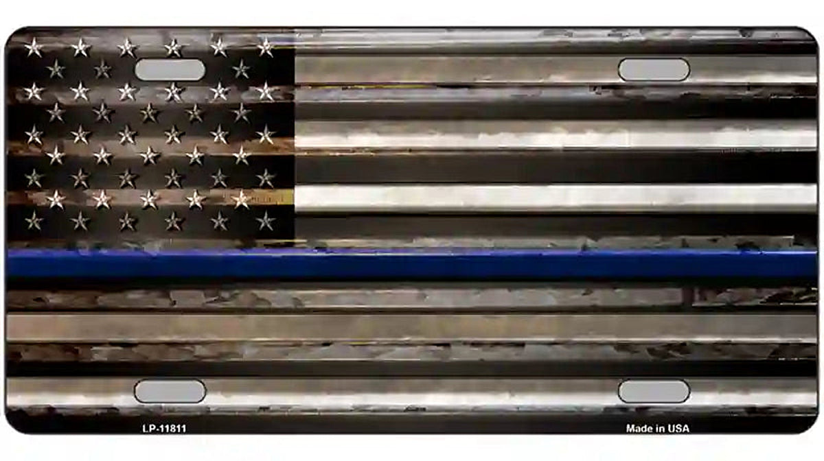 Thin Blue Line American Flag Novelty License Plate