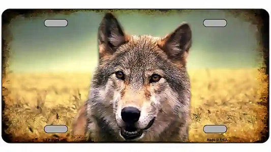Wolf Novelty Metal License Plate