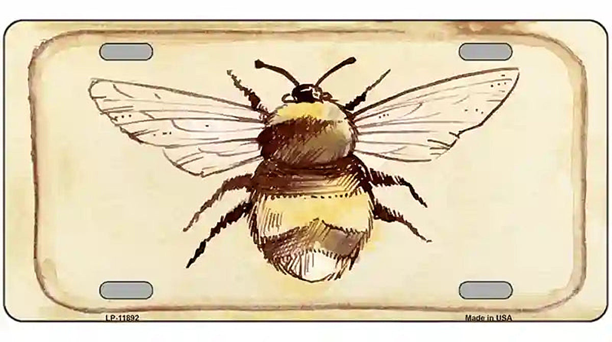 Bumble Bee Watercolor Novelty Metal License Plate