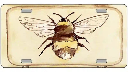 Bumble Bee Watercolor Novelty Metal License Plate