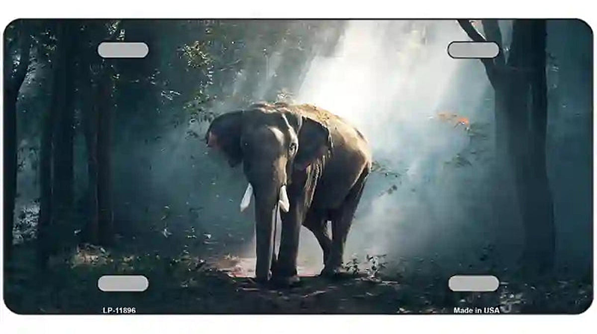 Elephant in the Woods Novelty Metal License Plate