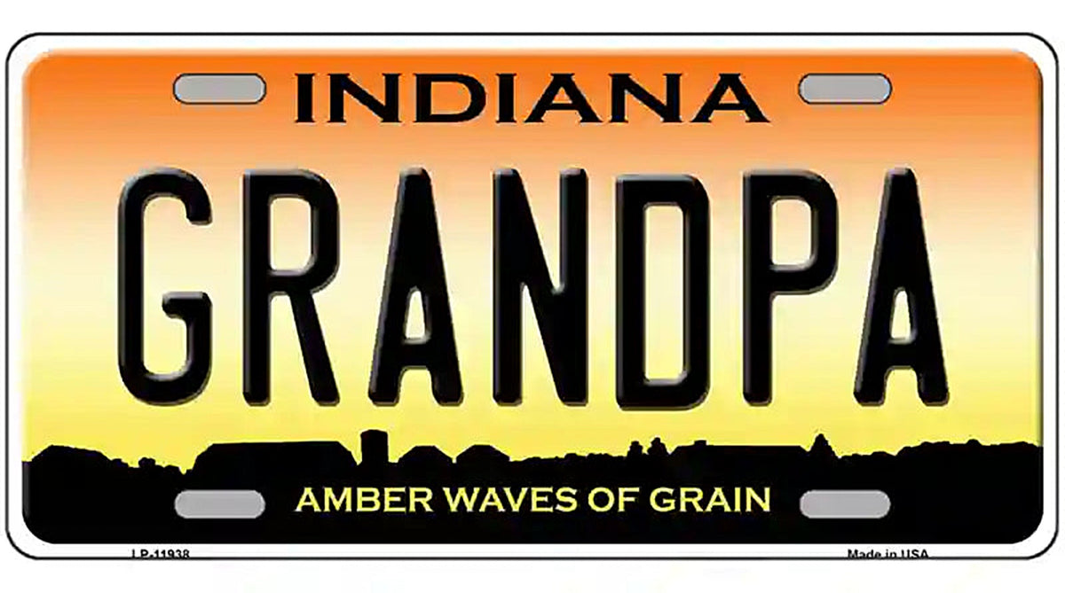 Indiana Grandpa Novelty Metal License Plate