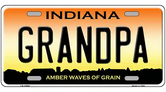 Indiana Grandpa Novelty Metal License Plate