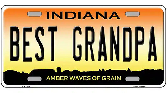 Best Grandpa Indiana Novelty Metal License Plate
