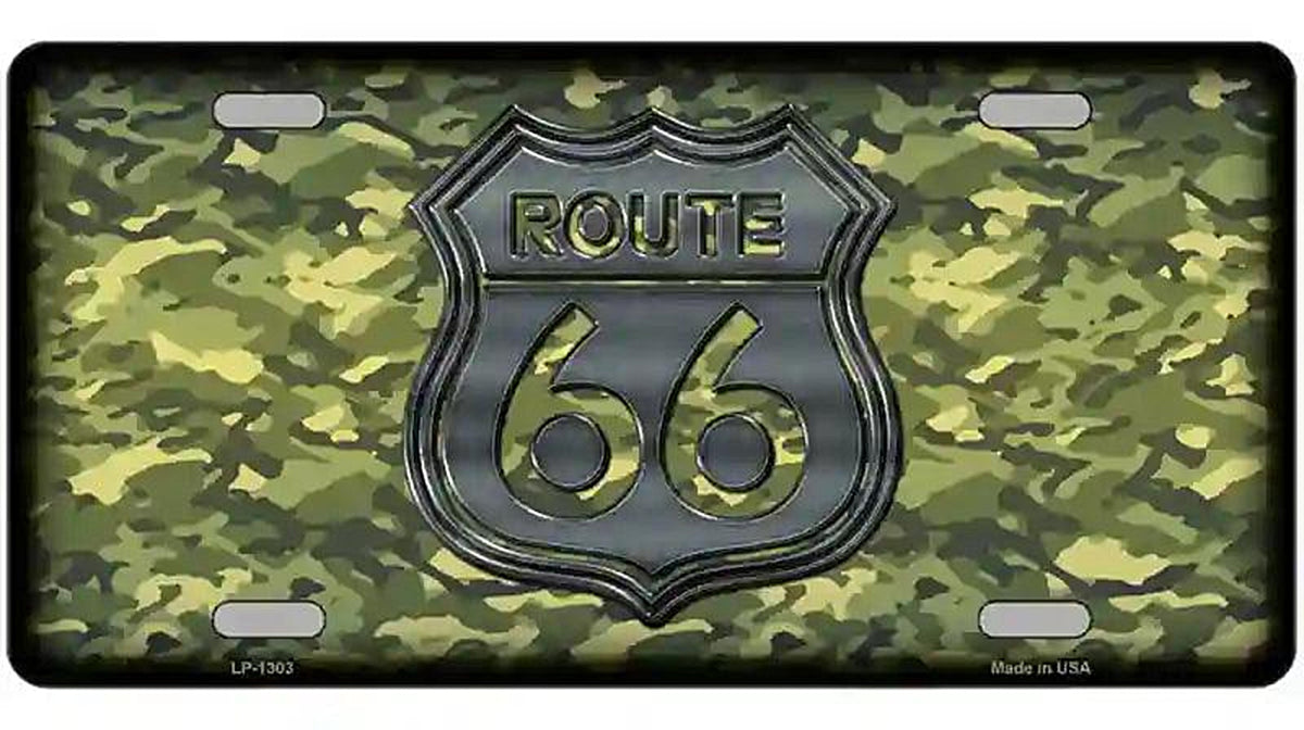 Route 66 Camouflage Novelty Metal License Plate