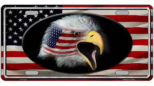 American Flag Eagle Novelty Metal License Plate