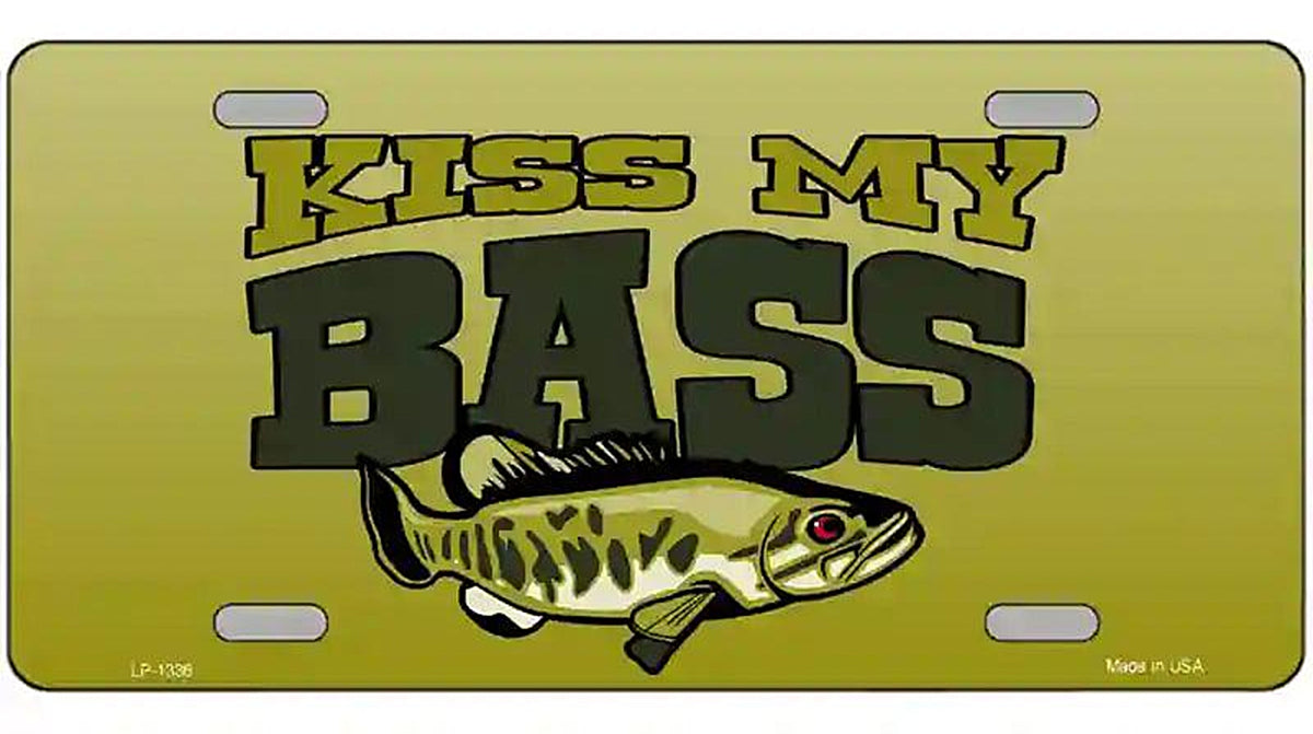 Kiss My Bass Novelty Metal License Plate