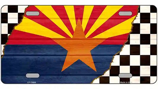 Arizona Racing Flag Novelty Metal License Plate Tag
