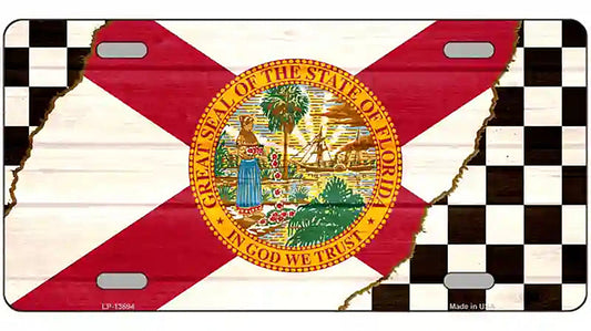 Florida Racing Flag Novelty Metal License Plate Tag